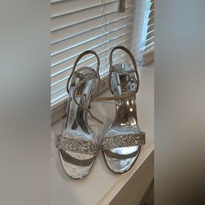 Badgley Mischka silver heels